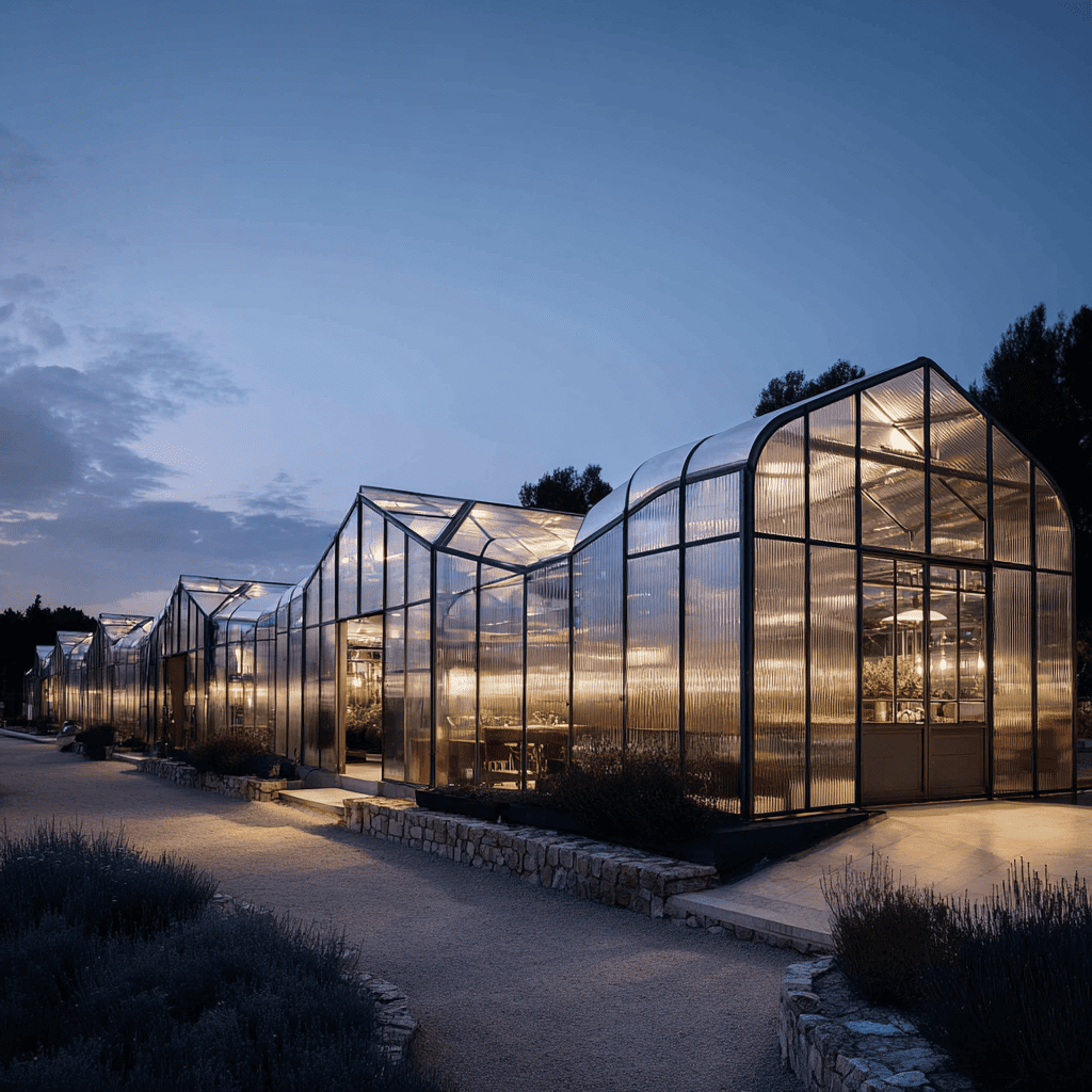 Metal structure, window and greenhouse construction